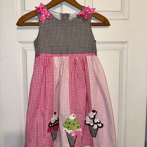 Rare Editions Pink and Black Gingham Ice Cream Dress
